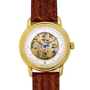 Orbita Skeleton Chinese Gold Plated Men's Watch 39mm Genuine Leather